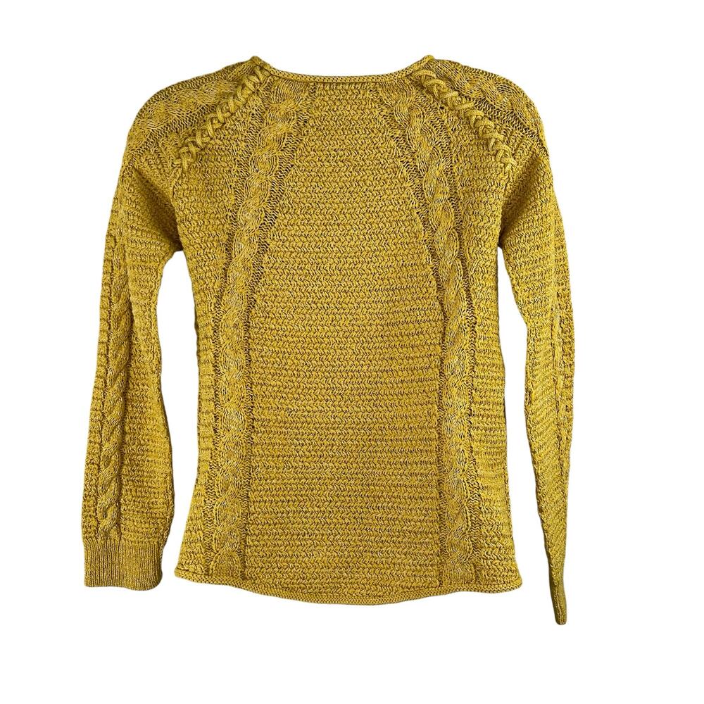 Comptoir Des Cotonniers Mustard Yellow Metallic Silver Cable Knit Sweater Small - Picture 2 of 12